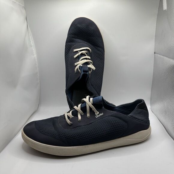 Olukai Moku Pae Shoes Men’s Size 12 Navy Blue Lace Up Beach Casual Golf Summer